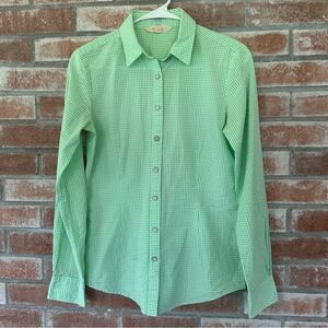 Brooks Brothers Gingham Button Down Shirt Cotton Women’s 4 Green Checkered